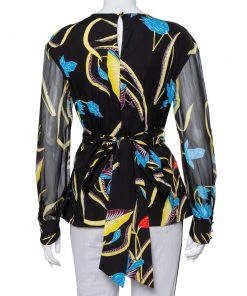 Diane Von Furstenberg Black Printed Cotton & Silk Waist Tie Detail Top M For Women 9 Diane Von Furstenberg Black Printed Cotton & Silk Waist Tie Detail Top M For Women -Diane Von Furstenberg shop luxury women diane von furstenberg used clothes p421638 001
