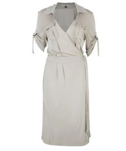 Diane Von Furstenberg Beige Wrap Dress L For Women
