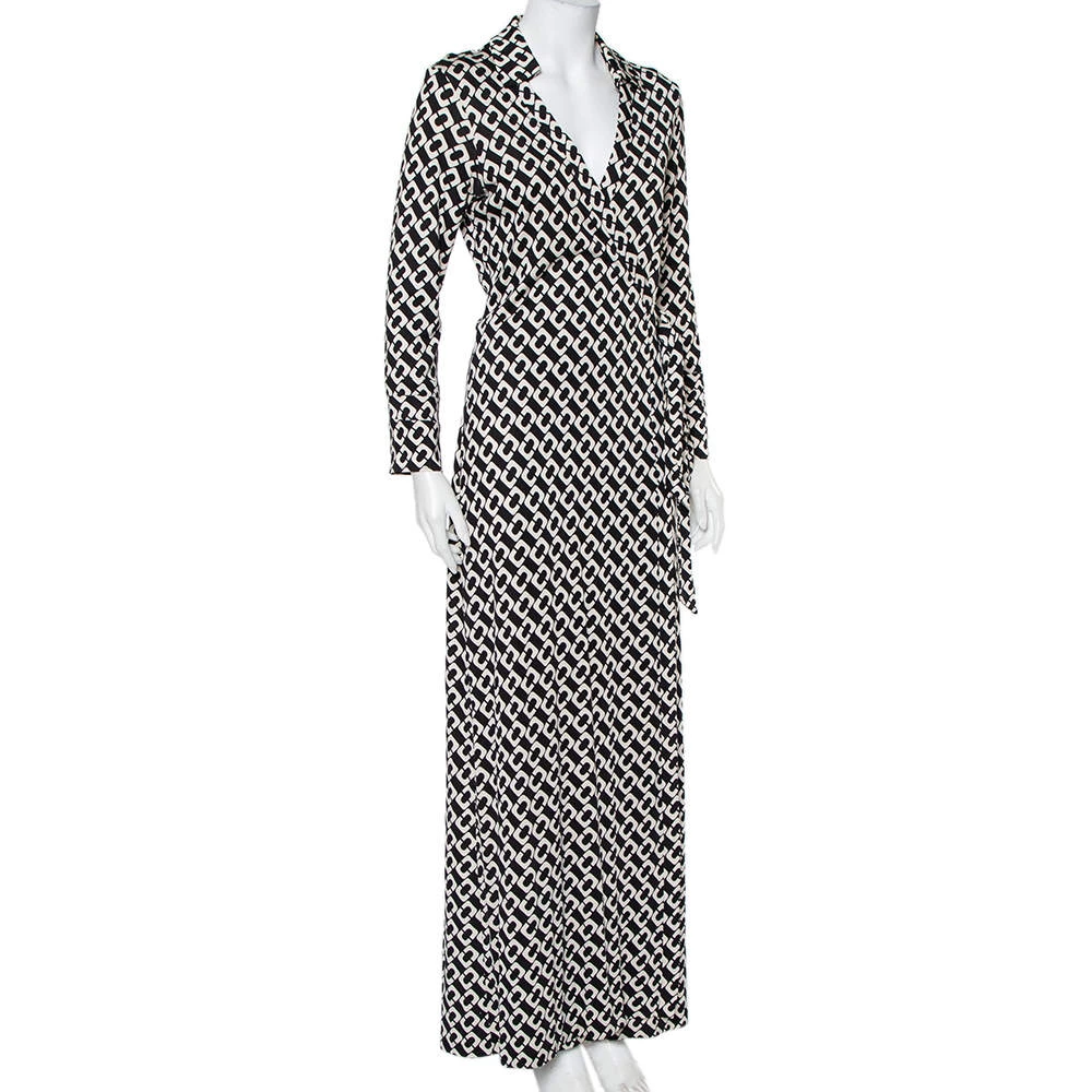 Diane Von Furstenberg Monochrome Silk Abigail Maxi Wrap Dress XL For Women 2 Diane Von Furstenberg Monochrome Silk Abigail Maxi Wrap Dress XL For Women - Image 2