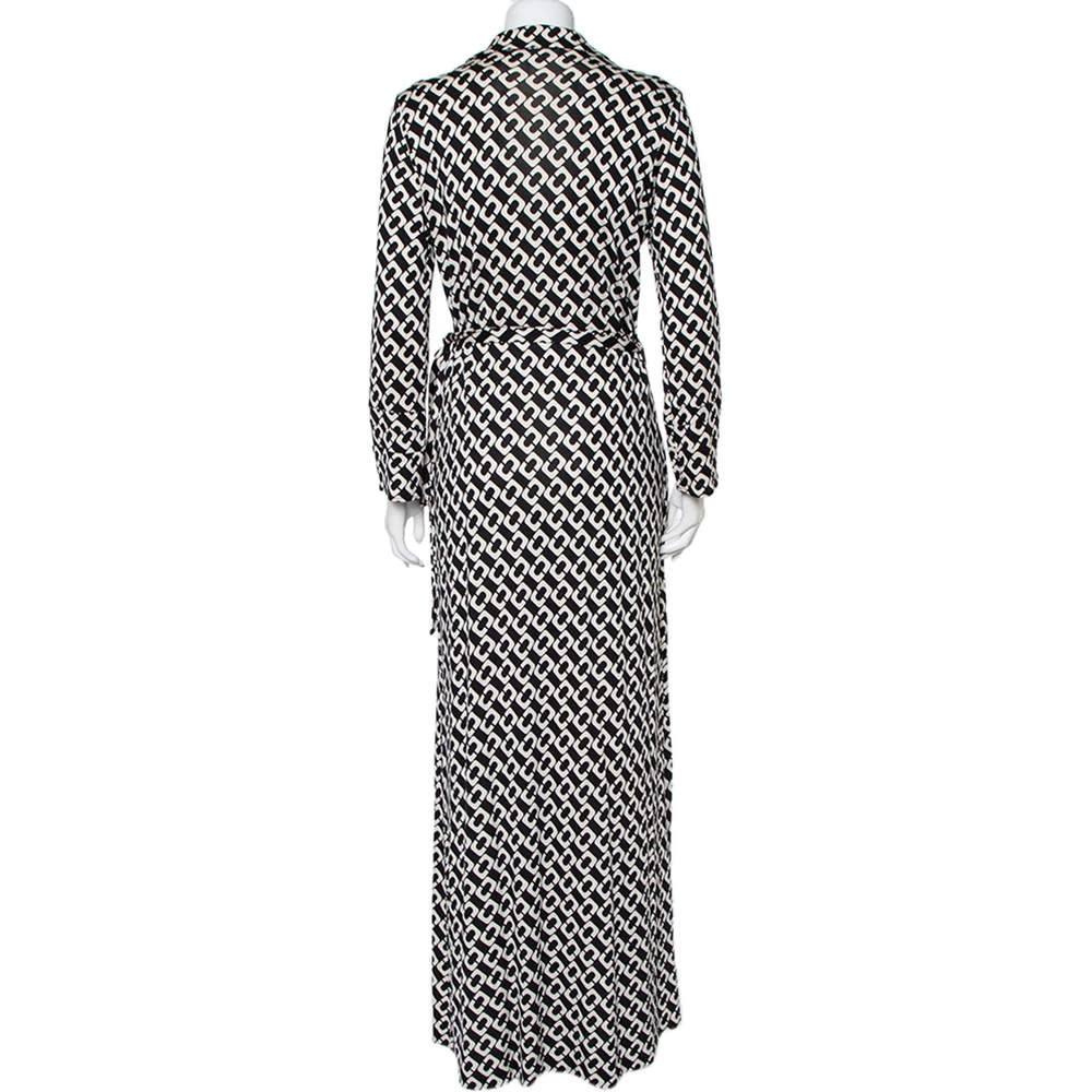 Diane Von Furstenberg Monochrome Silk Abigail Maxi Wrap Dress XL For Women 3 Diane Von Furstenberg Monochrome Silk Abigail Maxi Wrap Dress XL For Women - Image 3