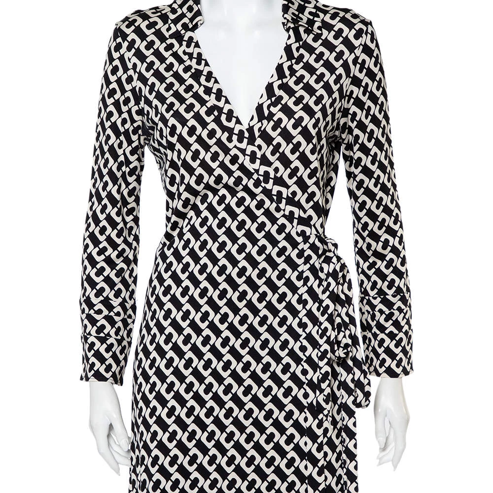 Diane Von Furstenberg Monochrome Silk Abigail Maxi Wrap Dress XL For Women 4 Diane Von Furstenberg Monochrome Silk Abigail Maxi Wrap Dress XL For Women - Image 4