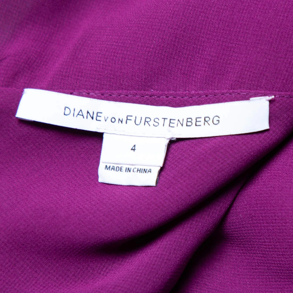 Diane Von Furstenberg Purple Crepe Paneled Wilma Midi Dress S For Women 5 Diane Von Furstenberg Purple Crepe Paneled Wilma Midi Dress S For Women - Image 5