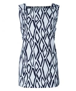 Diane Von Furstenberg White Ikat Stamp Kenza Top L For Women