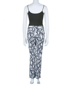 Diane Von Furstenberg White Ikat Stamp Genesis Trousers L For Women -Diane Von Furstenberg shop luxury women diane von furstenberg used clothes p43951 003