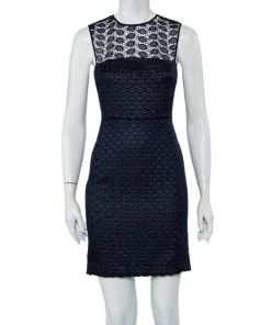 Diane Von Furstenberg Navy Blue Kinchu SG Lace Dress S For Women