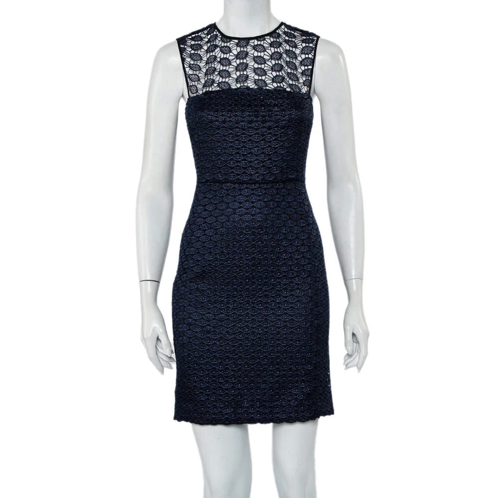 Diane Von Furstenberg Navy Blue Kinchu SG Lace Dress S For Women 1 Diane Von Furstenberg Navy Blue Kinchu SG Lace Dress S For Women