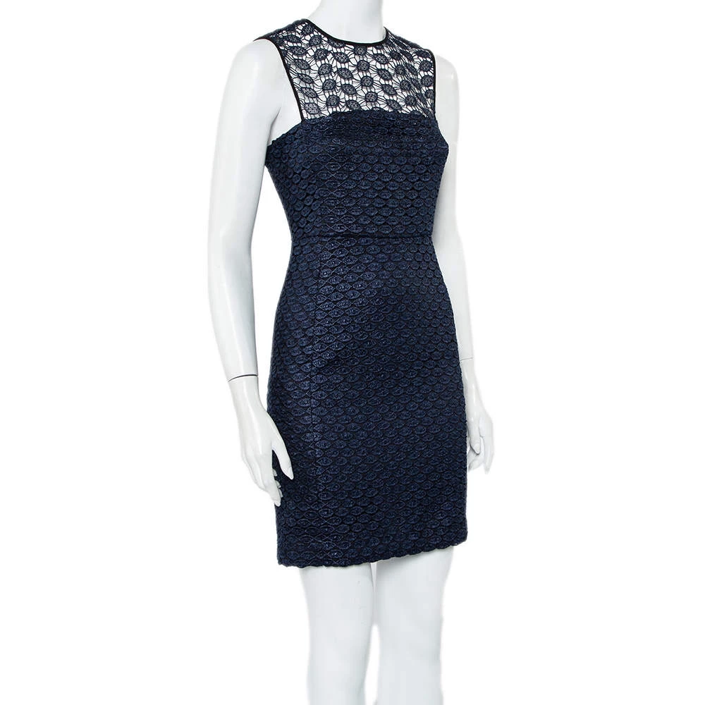 Diane Von Furstenberg Navy Blue Kinchu SG Lace Dress S For Women 2 Diane Von Furstenberg Navy Blue Kinchu SG Lace Dress S For Women - Image 2