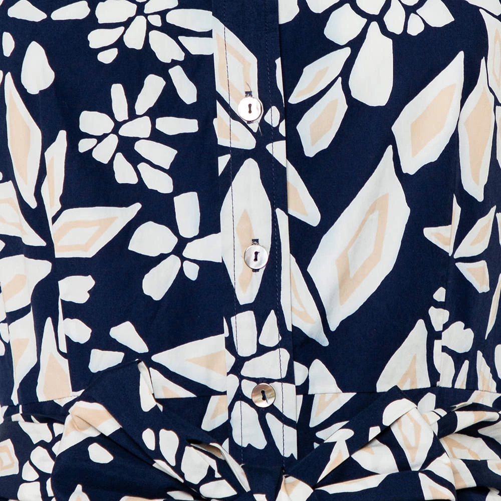 Diane Von Furstenberg Navy Blue Printed Cotton Belted Scarlet Mini Dress M For Women 4 Diane Von Furstenberg Navy Blue Printed Cotton Belted Scarlet Mini Dress M For Women - Image 4