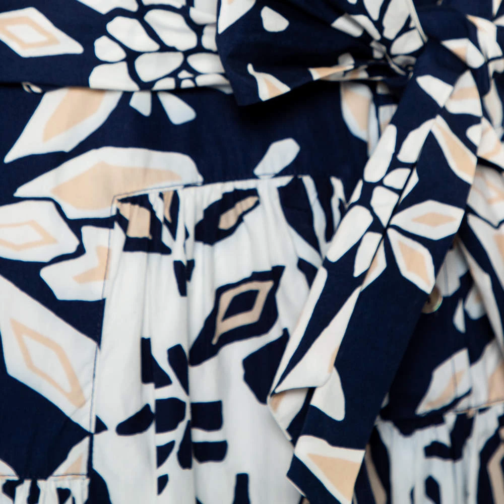 Diane Von Furstenberg Navy Blue Printed Cotton Belted Scarlet Mini Dress M For Women 5 Diane Von Furstenberg Navy Blue Printed Cotton Belted Scarlet Mini Dress M For Women - Image 5