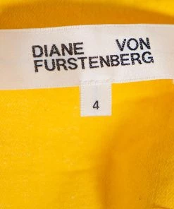 Diane Von Furstenberg Yellow Cotton Zip Front Belted Sleeveless Dress S For Women -Diane Von Furstenberg shop luxury women diane von furstenberg used clothes p442274 006