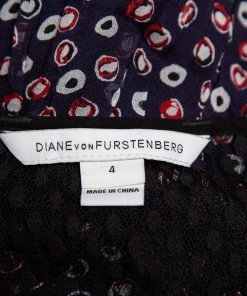 Diane Von Furstenberg Navy Blue Printed Silk & Tulle Paneled Jamie Dress S For Women 10 Diane Von Furstenberg Navy Blue Printed Silk & Tulle Paneled Jamie Dress S For Women -Diane Von Furstenberg shop luxury women diane von furstenberg used clothes p443018 001