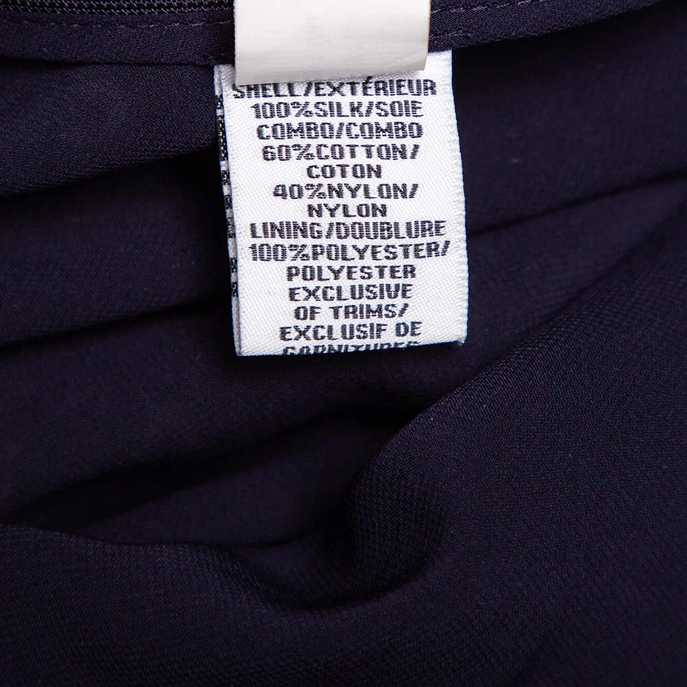 Diane Von Furstenberg Navy Blue Printed Silk & Tulle Paneled Jamie Dress S For Women 6 Diane Von Furstenberg Navy Blue Printed Silk & Tulle Paneled Jamie Dress S For Women - Image 6