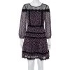 Diane Von Furstenberg Navy Blue Printed Silk & Tulle Paneled Jamie Dress S For Women