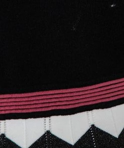 Diane Von Furstenberg Black Knit Chevron Pattern Paneled Gaia Midi Dress M For Women -Diane Von Furstenberg shop luxury women diane von furstenberg used clothes p449661 003