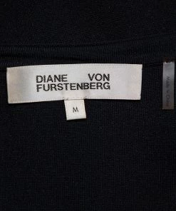 Diane Von Furstenberg Black Knit Chevron Pattern Paneled Gaia Midi Dress M For Women -Diane Von Furstenberg shop luxury women diane von furstenberg used clothes p449661 005