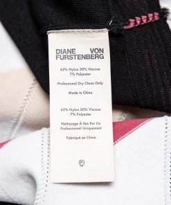 Diane Von Furstenberg Black Knit Chevron Pattern Paneled Gaia Midi Dress M For Women -Diane Von Furstenberg shop luxury women diane von furstenberg used clothes p449661 006