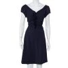Diane Von Furstenberg Navy Blue Ruffle Detail Samaya Dress L For Women