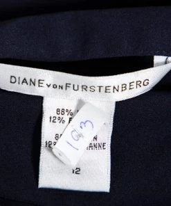 Diane Von Furstenberg Navy Blue Ruffle Detail Samaya Dress L For Women -Diane Von Furstenberg shop luxury women diane von furstenberg used clothes p449690 006