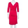 Diane Von Furstenberg Fuschia Rose Pink Knit Ruched Bentley Dress M For Women