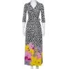 Diane Von Furstenberg Andy Warhol Multicolor Silk Knit Maxi Wrap Dress S For Women