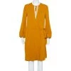 Diane Von Furstenberg Mustard Yellow Silk Mini Wrap Nove Dress M For Women