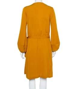 Diane Von Furstenberg Mustard Yellow Silk Mini Wrap Nove Dress M For Women -Diane Von Furstenberg shop luxury women diane von furstenberg used clothes p454144 006