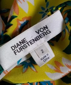 Diane Von Furstenberg Yellow Floral Printed Silk Waist Tie Detail Maxi Dress S For Women -Diane Von Furstenberg shop luxury women diane von furstenberg used clothes p455147 006