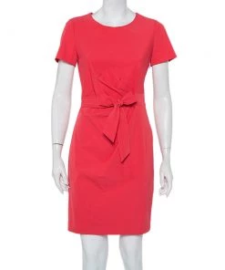 Diane Von Furstenberg Pink Jersey Draped Waist Tie Detail Zoe Dress S For Women
