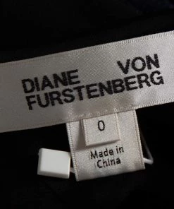 Diane Von Furstenberg Navy Blue & Black Sequined Silk Sheer Back Detail Gown XS For Women -Diane Von Furstenberg shop luxury women diane von furstenberg used clothes p461908 006