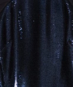 Diane Von Furstenberg Navy Blue & Black Sequined Silk Sheer Back Detail Gown XS For Women -Diane Von Furstenberg shop luxury women diane von furstenberg used clothes p461908 007