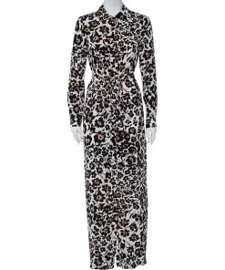 Diane Von Furstenberg Beige Handpainted Floral Printed Silk Belted Amina Dress M For Women