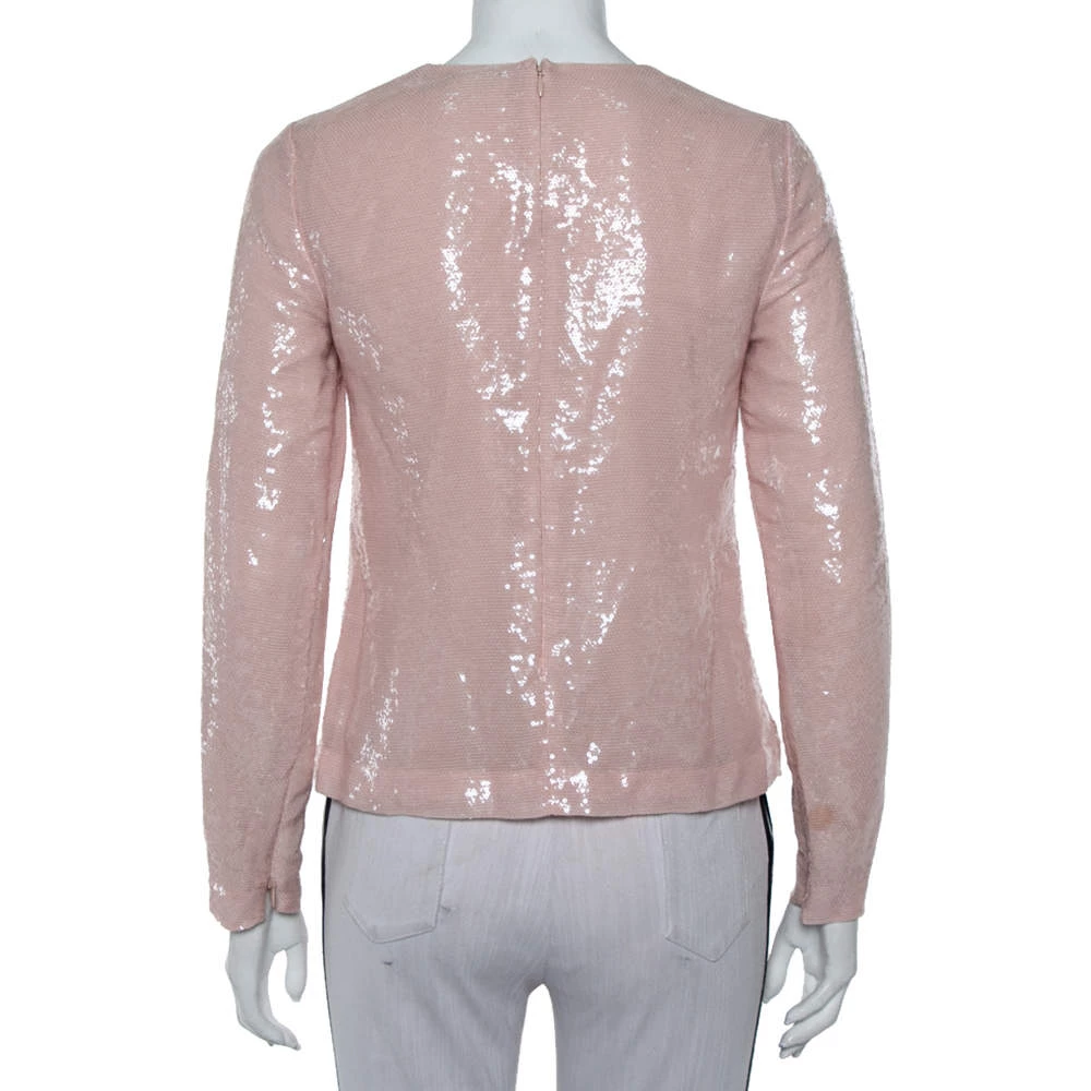 Diane Von Furstenberg Peach Sequin Embellished Menaro Blouse S For Women 3 Diane Von Furstenberg Peach Sequin Embellished Menaro Blouse S For Women - Image 3