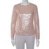 Diane Von Furstenberg Peach Sequin Embellished Menaro Blouse S For Women