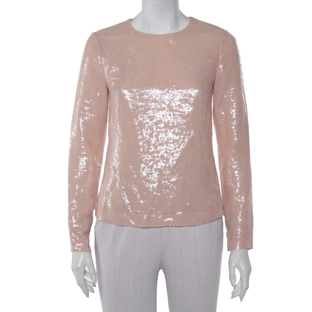 Diane Von Furstenberg Peach Sequin Embellished Menaro Blouse S For Women 1 Diane Von Furstenberg Peach Sequin Embellished Menaro Blouse S For Women