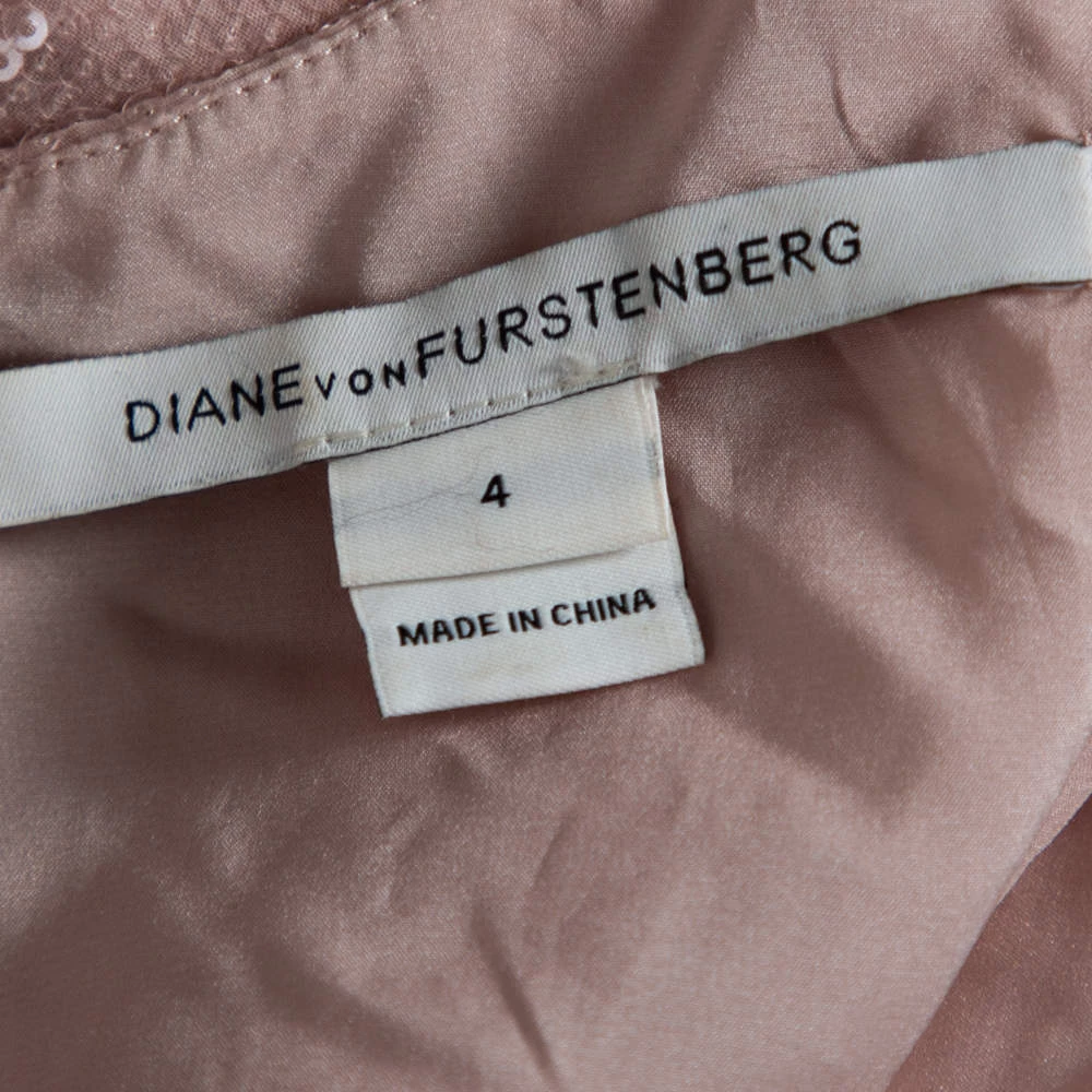 Diane Von Furstenberg Peach Sequin Embellished Menaro Blouse S For Women 6 Diane Von Furstenberg Peach Sequin Embellished Menaro Blouse S For Women - Image 6