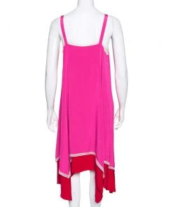 Diane Von Furstenberg Pink & Red Silk Asymmetric Hem Wren Dress M For Women -Diane Von Furstenberg shop luxury women diane von furstenberg used clothes p465167 001