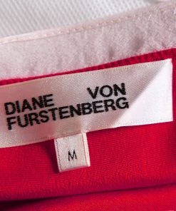 Diane Von Furstenberg Pink & Red Silk Asymmetric Hem Wren Dress M For Women -Diane Von Furstenberg shop luxury women diane von furstenberg used clothes p465167 005