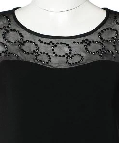 Diane Von Furstenberg Black Crepe Embellished Neck Detail Top S For Women -Diane Von Furstenberg shop luxury women diane von furstenberg used clothes p472157 003