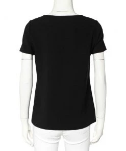 Diane Von Furstenberg Black Crepe Embellished Neck Detail Top S For Women -Diane Von Furstenberg shop luxury women diane von furstenberg used clothes p472157 005