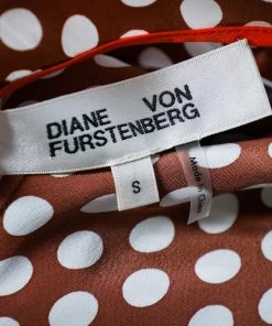 Diane Von Furstenberg Brown Polka Dot Silk Neck Tie Detail Short Top S For Women -Diane Von Furstenberg shop luxury women diane von furstenberg used clothes p472169 004