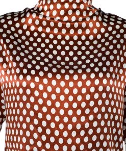 Diane Von Furstenberg Brown Polka Dot Silk Neck Tie Detail Short Top S For Women -Diane Von Furstenberg shop luxury women diane von furstenberg used clothes p472169 006