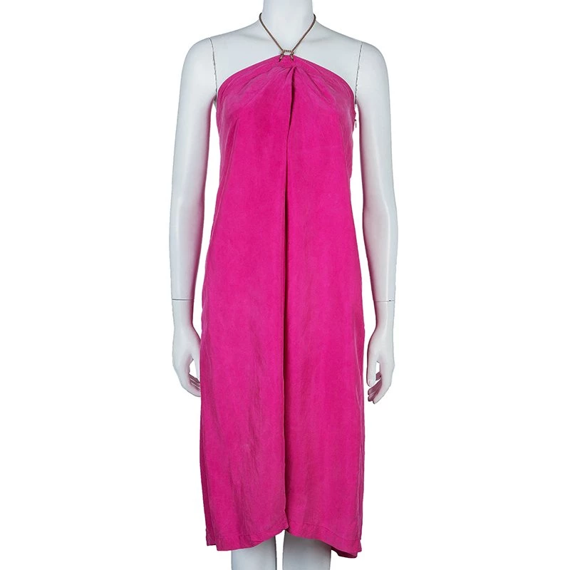 Diane Von Furstenberg Maui Fuschia Halter Dress M For Women 2 Diane Von Furstenberg Maui Fuschia Halter Dress M For Women - Image 2