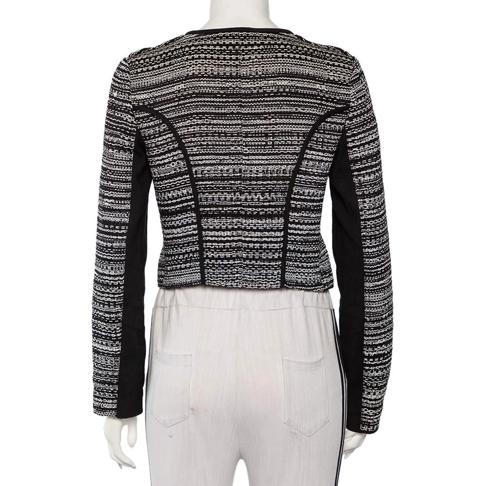 Diane Von Furstenberg Monochrome Tweed Zip Front Collarless Caity Jacket S For Women 3 Diane Von Furstenberg Monochrome Tweed Zip Front Collarless Caity Jacket S For Women - Image 3