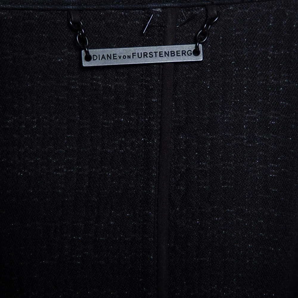 Diane Von Furstenberg Monochrome Tweed Zip Front Collarless Caity Jacket S For Women 5 Diane Von Furstenberg Monochrome Tweed Zip Front Collarless Caity Jacket S For Women - Image 5