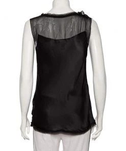 Diane Von Furstenberg Black Silk Draped Detail Sleeveless Mell Top L For Women -Diane Von Furstenberg shop luxury women diane von furstenberg used clothes p480219 006