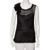 Diane Von Furstenberg Black Silk Draped Detail Sleeveless Mell Top L For Women