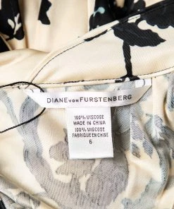 Diane Von Furstenberg Cream Floral Printed Jersey Embellished Open Back Dixie Gown M For Women -Diane Von Furstenberg shop luxury women diane von furstenberg used clothes p482130 001