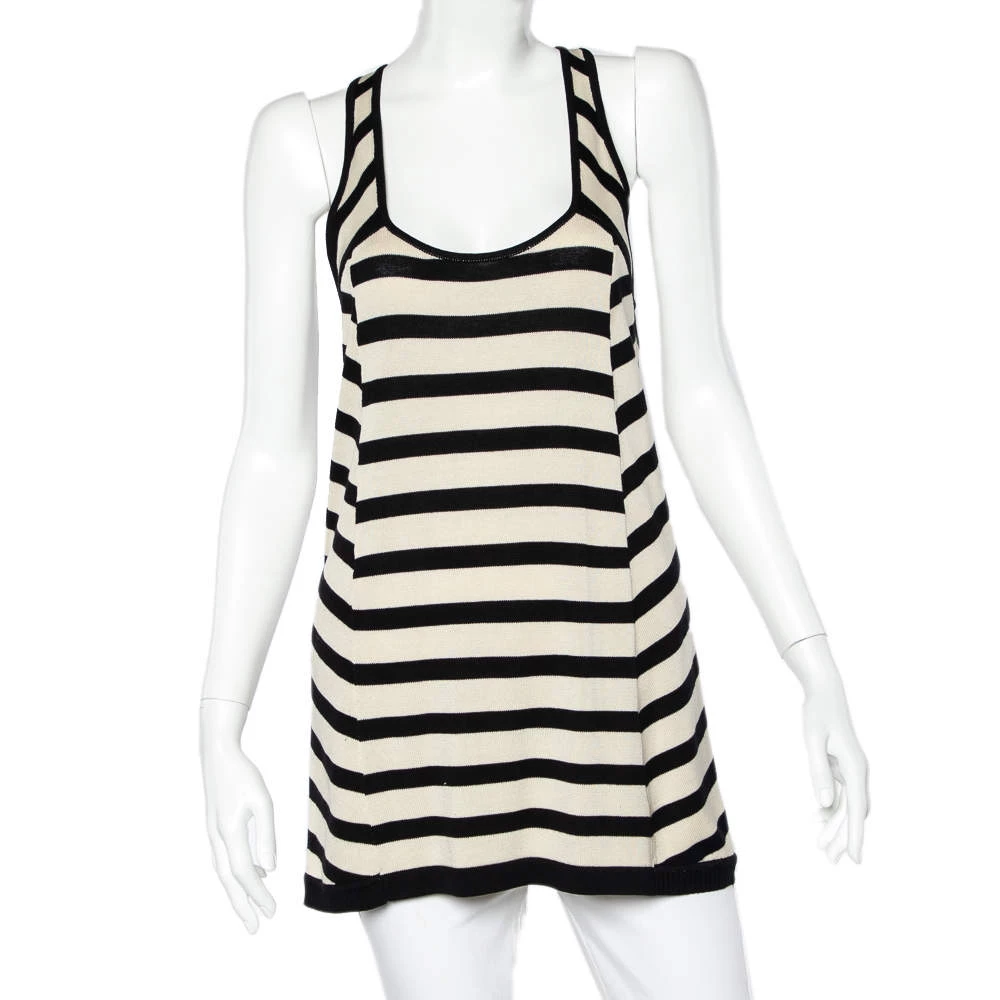 Diane Von Furstenberg Beige & Black Striped Knit Racer Back Tank Top S For Women 1 Diane Von Furstenberg Beige & Black Striped Knit Racer Back Tank Top S For Women