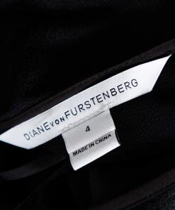 Diane Von Furstenberg Black Knit & Metallic Plissé Heavyn Maxi Wrap Dress S For Women -Diane Von Furstenberg shop luxury women diane von furstenberg used clothes p483147 006