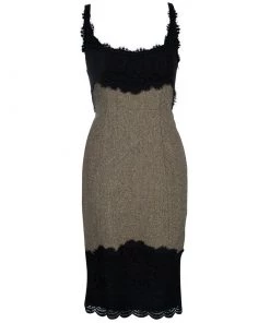 Diane Von Furstenberg Tweed Lace Sleeveless Olivette Dress L For Women